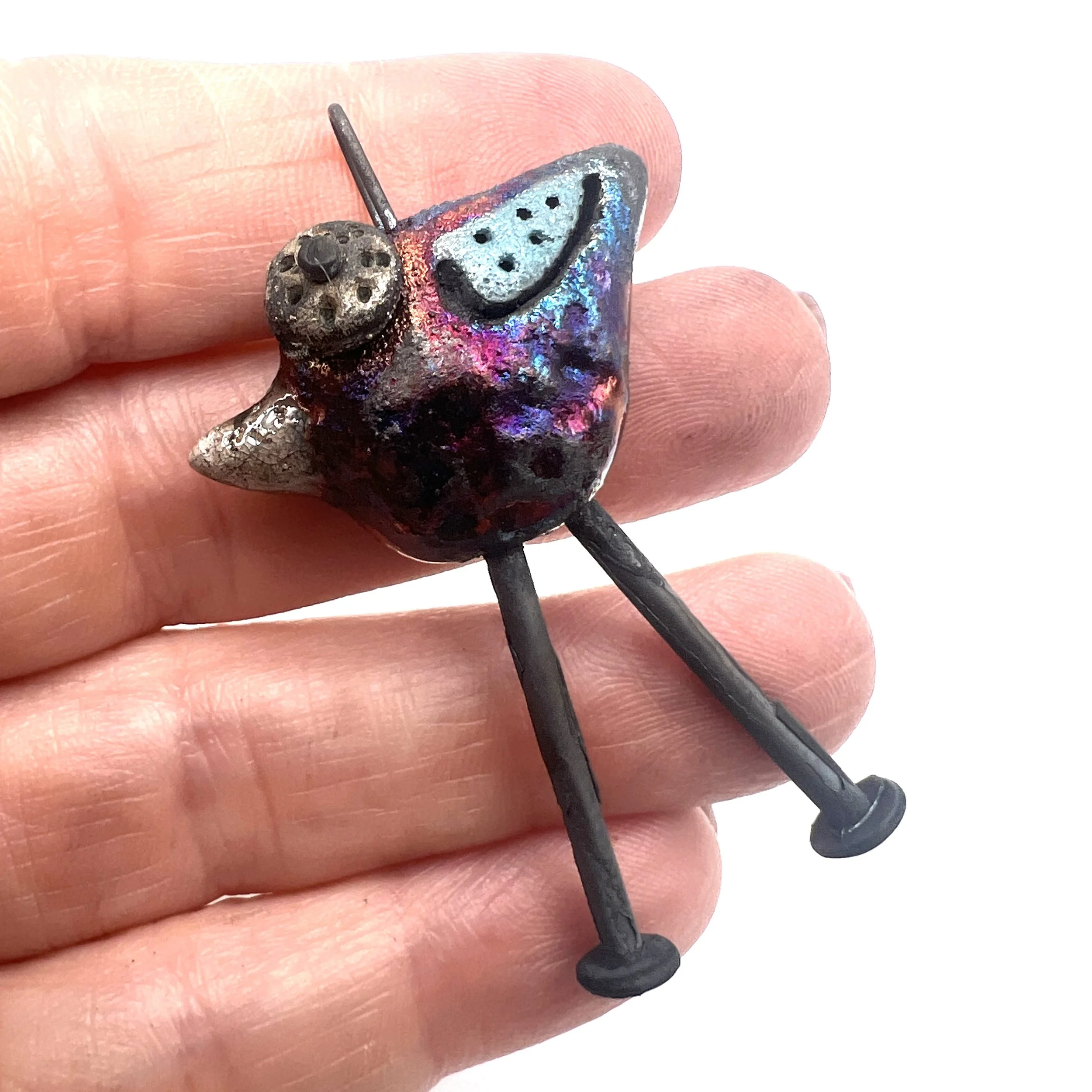 Raku Bird Bird with Legs Ceramic Pendant Raku Jewelry